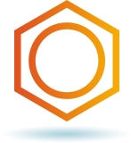 ico-track hexagon, logo, orange hexagon